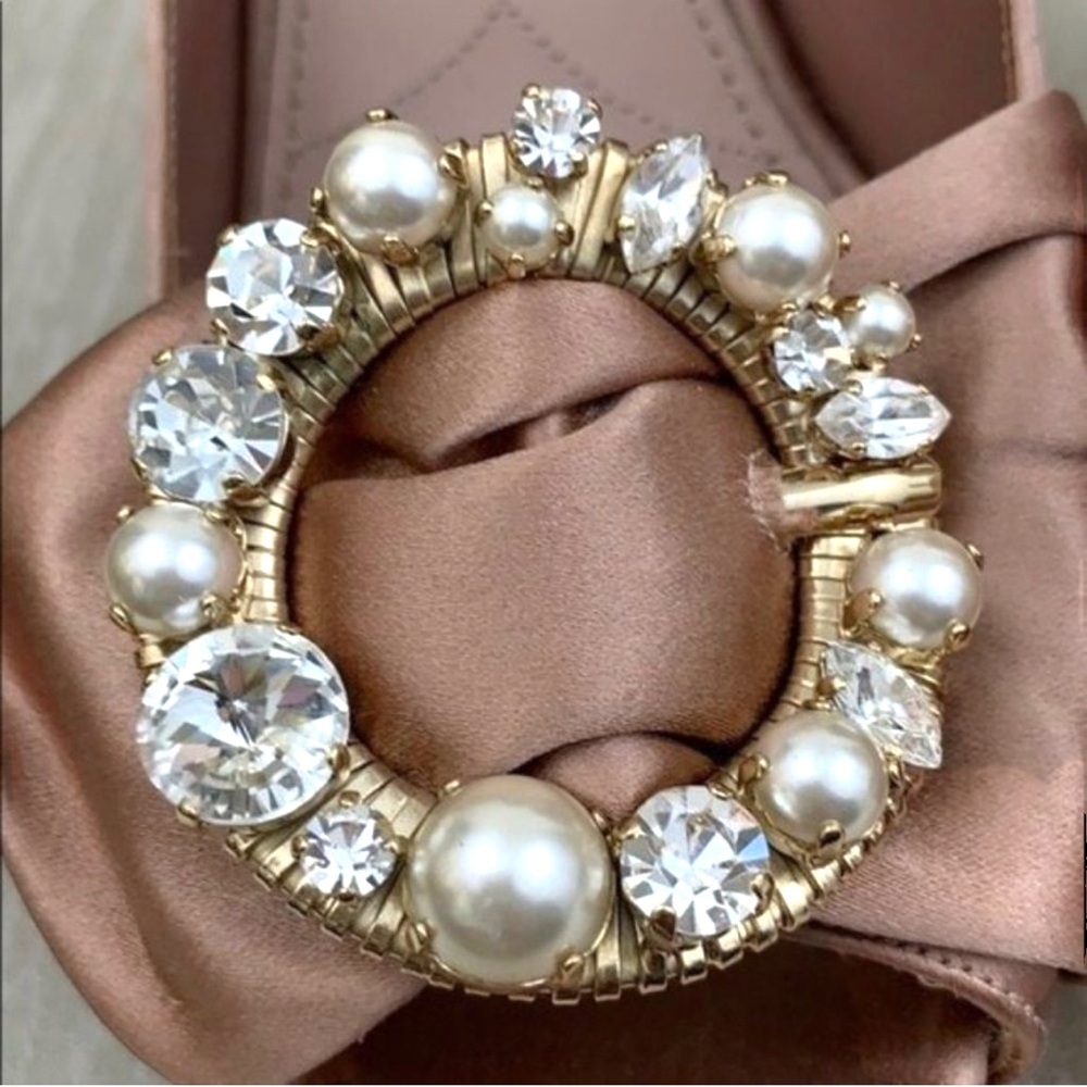 Miu Miu luxury champagne pink jewel embellished stiletto heels size 9 - Picture 3 of 8